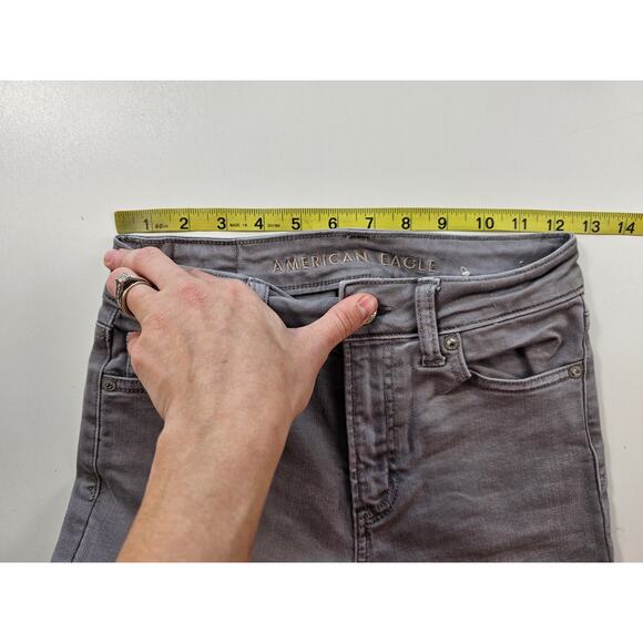 American eagle size 0 R grey hi rise skinny grey jeggings jeans juniors casual - Picture 6 of 8